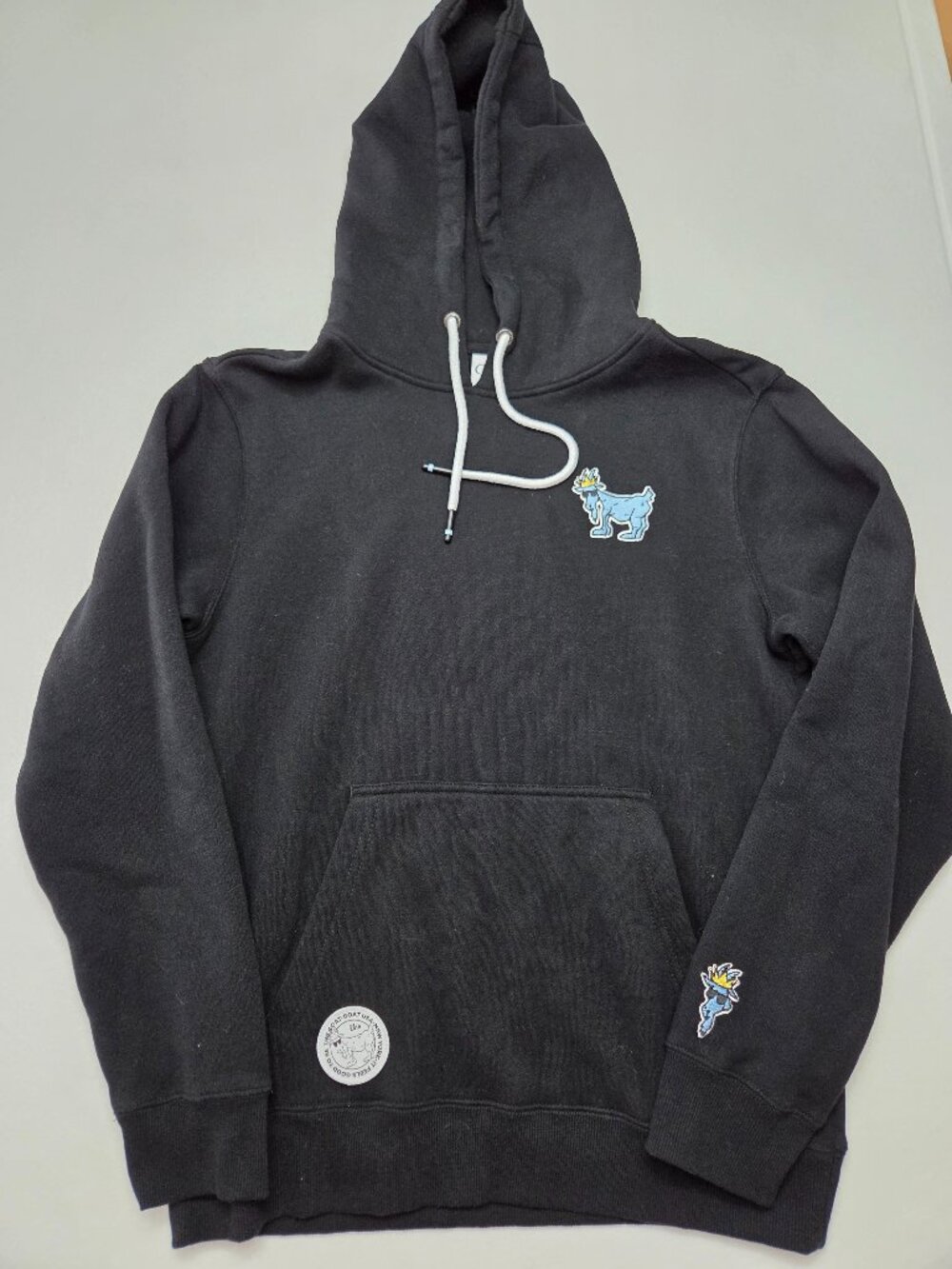 GOAT USA Black Pullover Hoodie XS Blue Crown Goat Embroidered Logo